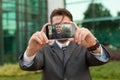 Businessman taking selfie