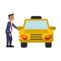 Businessman taking taxi cab