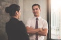 Businessman talking with businesswoman Royalty Free Stock Photo