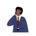 Portrait of man in business suit talking on mobile phone a vector illustration Royalty Free Stock Photo