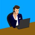 Businessman talking on mobile phone vector illustration Royalty Free Stock Photo