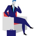 Businessman talking phone in armchair vector icon Royalty Free Stock Photo