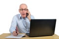 A businessman talking phone and is astonished Royalty Free Stock Photo
