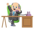 Businessman Talking On A Retro Wired Telephone