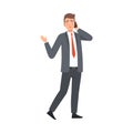 Businessman Talks On The Phone And A Little Upset character Illustration Vector