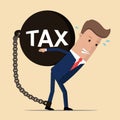 Businessman taxes carry on shoulder and worry, financial concept illustration. Vector illustration