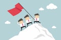 Businessman Team Climbing atop Peak, Teamwork concept