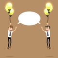 Businessman teamwork of bulbs idea