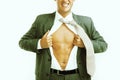 Businessman tearing his shirt open Royalty Free Stock Photo