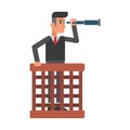 businessman with telescope. Vector illustration decorative design