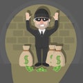 Businessman Thief Caught Color Illustration