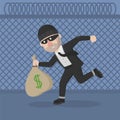 Businessman Thief Stole Money Color Illustration