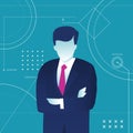 Businessman thinking and contemplating in futuristic idea. Business Vector Illustration