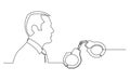 Businessman thinking about criminal felony jail term - continuous line drawing