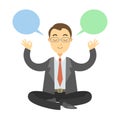 Businessman thinking during meditation. Businessman doing yoga Royalty Free Stock Photo