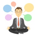 Businessman thinking during meditation. Businessman doing yoga Royalty Free Stock Photo
