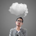 Businessman thinking about white cloud Royalty Free Stock Photo