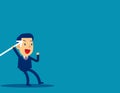 Businessman throwing the javelin. Concept cute business vector illustration, Sport, Growth