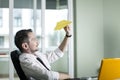 Businessman Throwing Paper Airplane Royalty Free Stock Photo