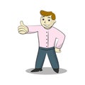 Businessman thumb up. Cartoon illustration of like