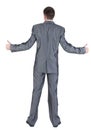 Businessman thumbs up. rear view. Royalty Free Stock Photo