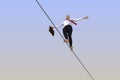 Businessman tightrope walker