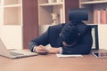 Businessman tired and Stressed from work with laptop computer at Royalty Free Stock Photo