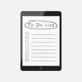 Businessman to do list, checklist with tablet computer. Check li