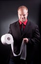 Businessman with toilette paper
