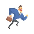 Businessman Top Manager In A Suit Running Late, Office Job Situation Illustration Royalty Free Stock Photo