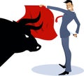 Businessman torero fighting a bull