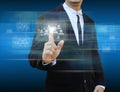 Businessman touch icon of social network Royalty Free Stock Photo
