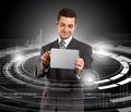 Businessman With Touch Pad Royalty Free Stock Photo