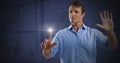 Businessman touching air glow Royalty Free Stock Photo