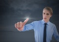 Businessman touching air glow Royalty Free Stock Photo