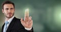 Businessman touching air glow Royalty Free Stock Photo
