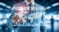 Businessman touching a digital screen with the words problem solving Royalty Free Stock Photo