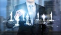 Businessman touching icon Royalty Free Stock Photo