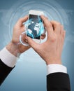 Businessman touching screen of smartphone Royalty Free Stock Photo