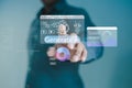 Businessman touching virtual Generate button on AI interface. Generative artificial intelligence technology concept for automated Royalty Free Stock Photo