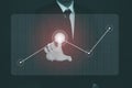 Businessman touchscreen on the graph Screen Icon of a media screen, Technology Process System Business with Communication and mark