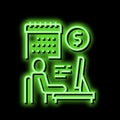 businessman trading online neon glow icon illustration