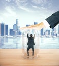 Businessman trapped inside glass jar Royalty Free Stock Photo