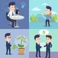 Businessman travel idea boxing character cartoon design