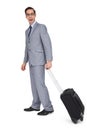 Businessman with a trolley being surprised Royalty Free Stock Photo