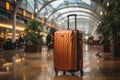 Businessman with trolley suitcase in lobby Royalty Free Stock Photo