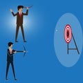 Businessman try to shoot the target and someone do it Royalty Free Stock Photo