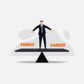 Businessman trying to balancing between family and career design vector illustration Royalty Free Stock Photo