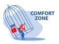 Businessman trying unlocking cage and comfort zone ,freedom concept vector illustrator