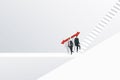 Businessman two choose which direction to go up the stairs. isometric concept illustration vector Royalty Free Stock Photo